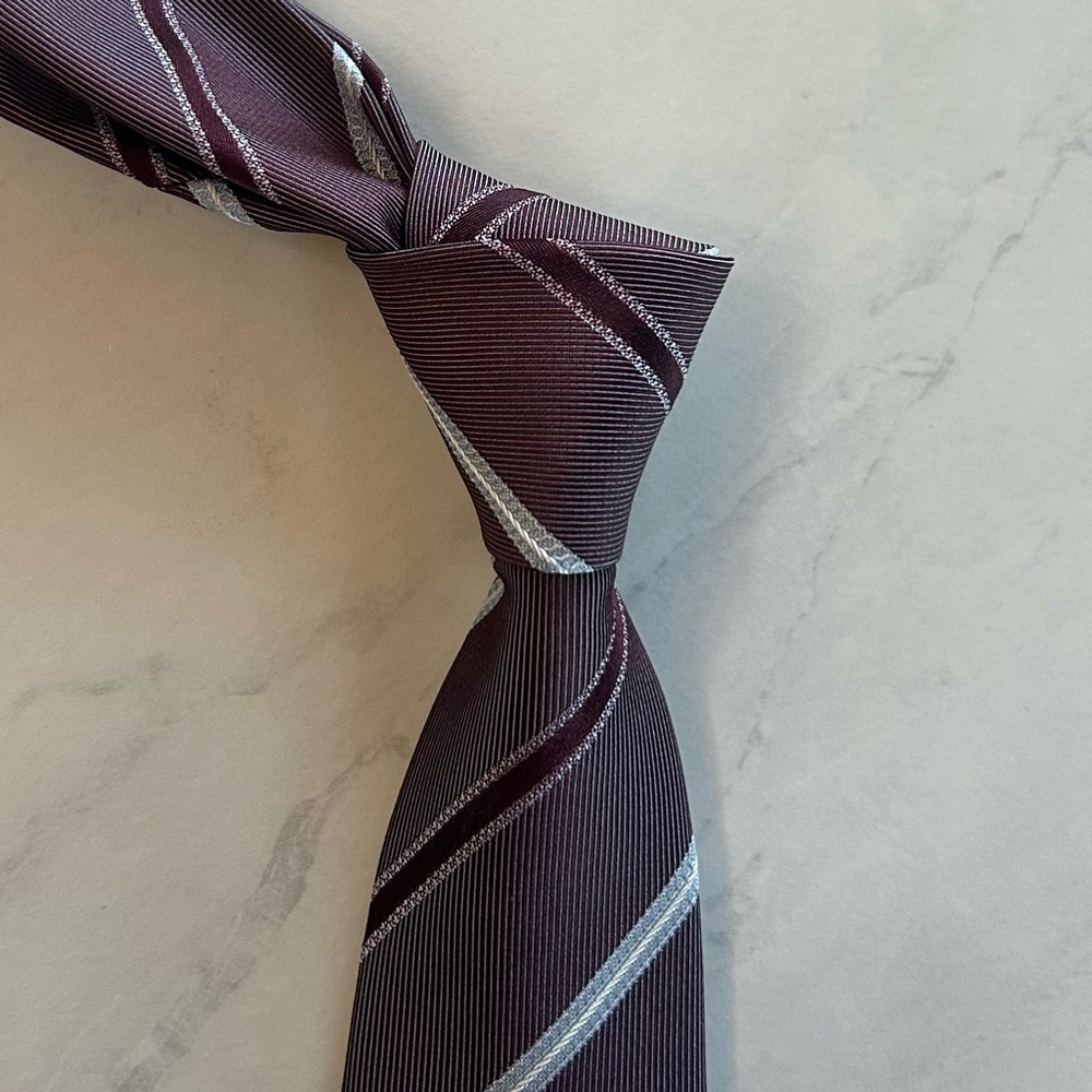 HUGO Brown and Gray Striped Tie Classic Accessory
